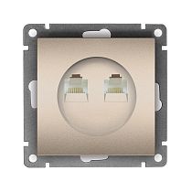 Розетка компьютерная двухместная UNIVERSAL серия "Афина" скрытой установки, 1А, RJ45, шампань (еврослот)