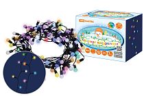 Гирлянда светодиодная "Шарики" 100LED, 10м, многоцвет., каучук чер., посл.подключ., 250 В, IP65,  TDM