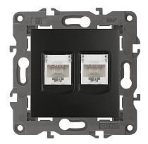 Розетка ЭРА Elegance 14-3108-05 антрацит 2хRJ45