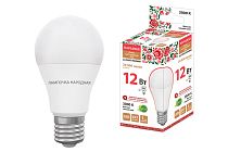 Лампа светодиодная НЛ-LED-A60-12 Вт-230 В-3000 К-Е27, (60х108 мм), Народная TDM