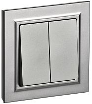 Выключатель двухклавишный BRITE 10А в сборе ВСР10-2-0-БрС сталь  IEK