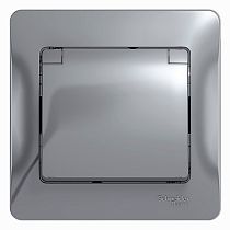 Glossa Алюминий Розетка с заземлением со шторками с крышкой, IP20 (в сборе с рамкой) Systeme Electric (Schneider Electric)