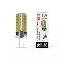Лампа Gauss Elementary G4 AC210-240V 5W 400lm 3000K силикон LED Лампа Gauss Elementary G4 AC210-240V 5W 400lm 3000K силикон LED