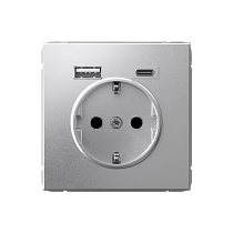 ArtGallery Алюминий Розетка 16А с 2 USB A+C, 5В/2,4А/3,0А, 2х5В/1,5А, механизм Systeme Electric (Schneider Electric)