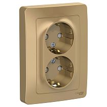 Blanca скрытая установка Титан Розетка двойная с заземлением со шторками, 16А Systeme Electric (Schneider Electric)