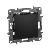 ETIKA Выключатель 1-клавишный проходной 10А безвинтовое крепление антрацит