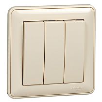 Wessen 59 слоновая кость Выключатель 3клавишный , 10АХ (в сборе с рамкой) Systeme Electric (Schneider Electric)