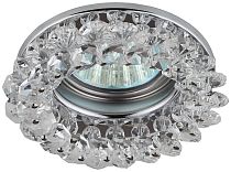 Светильник встраиваемый ЭРА DK16 CH/WH "круг с хрусталиками" MR16,12V/220V,50W хром/прозрачный