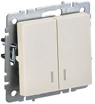 BRITE Выключатель 2-клавишный с индикацией 10А ВС10-2-1-БрКр бежевый  IEK