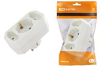 Блок на 3 гнезда: 1x2П+3 16 А + 2х2П 2,5 А под плоскую вилку 250 B белый  TDM