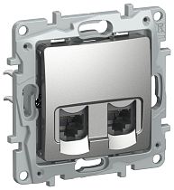 IEKETIKA Розетка компьютерная двойная RJ45 категория 5Е UTP 6724551 алюминий IEK