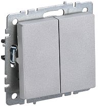 BRITE Выключатель 2-клавишный 10А ВС10-2-0-БрА алюминий  IEK
