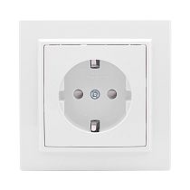 Минск Розетка 1-местная СП с заземлением 16А белая с защ. штор. EKF Basic