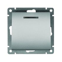 Выключатель одноклавишный с подсветкой UNIVERSAL серия "Афина ", скрытой установки, 10А, 220В, серебро (еврослот)