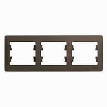 Glossa Шоколад Рамка 3 постовая, горизонтальная Systeme Electric (Schneider Electric)