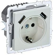 Розетка BRITE одноместная с заземлением с защитными шторками 16А с USB A+A 5В 2,1А РЮш10-1-БрЖ жемчуг IEK Розетка BRITE одноместная с заземлением с защитными шторками 16А с USB A+A 5В 2,1А РЮш10-1-БрЖ жемчуг IEK