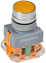 Кнопка управления D7-11T d=22мм 1з+1р с фиксацией желтая GENERICA IEK