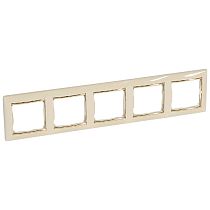 VALENA Рамка 5-местная слоновая кость (золотой штрих)