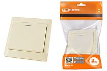 Выключатель 1 кл. с подсветкой 10А сл. кость "Ильмень"  TDM