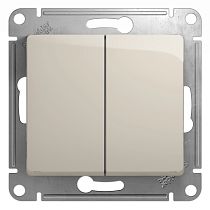 Glossa Молочный Переключатель 2клавишный , сх.6,10AX Systeme Electric (Schneider Electric)