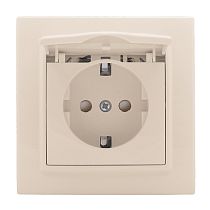 Розетка 1-местная СП с/з Минск с крышкой 16А бежевая с защ. штор. EKF