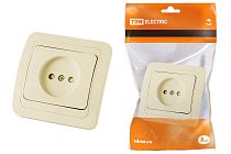 Розетка 2П 10А c защитными шторками сл. кость "Валдай"  TDM