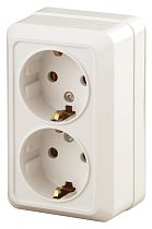 Розетка Intro Quadro 2-204-02 с заземлением двойная 2х2P+E Schuko 16А-250В IP20 ОУ слоновая кость