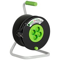 Удлинитель силовой ЭРА GREEN LINE KAT-3x1.5-30m Greenline на катушке пластик 4 розетки с заземлением 30м ПВС 3x1.5мм2