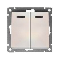 Выключатель двухклавишный с подсветкой UNIVERSAL серия "Афина", скрытой установки, 10А, 220В, жемчуг