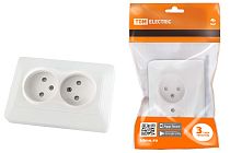 Розетка двойная 2П с защ. шт. 10А 250В белая "Ильмень"  TDM