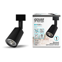 Светильник трековый Gauss цилиндр 8W 600lm 4000K 180-220V IP20 59*164мм черный линза 50º LED 1/50 Светильник трековый Gauss цилиндр 8W 600lm 4000K 180-220V IP20 59*164мм черный линза 50º LED 1/50