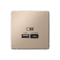 ArtGallery Песочный USB Розетка A + тип-C 45Вт высокоскор.заряд. QC, PD, механизм Systeme Electric (Schneider Electric)