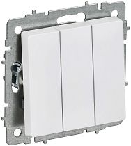 BRITE Выключатель 3-клавишный 10А ВС10-3-0-БрАБ арктический белый IEK