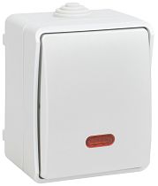 FORS Выключатель 1-клавишный проходной с индикацией для открытой установки 10А IP54 ВС20-1-1-ФБ белый IEK