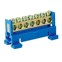 Шина нулевая TS-0609F 6х9  7 отв. на DIN-изоляторе "стойка" син.  ЭНЕРГИЯ