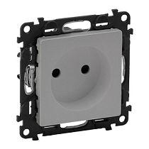 Розетка силовая 2К 16А 250В c лицевой панелью алюминий со шторками безвинтовые зажимы Valena LIFE DIY Legrand