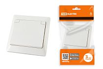 Розетка 2П+З с защ. шт. и крышкой 16А 250В IP44 белая "Ильмень"  TDM