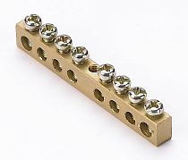 Шина нулевая 8 групп/крепеж по центру, сечение 6x9 DEKraft