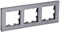 BRITE Рамка трехместная РУ-3-2-БрСе стекло серый  IEK