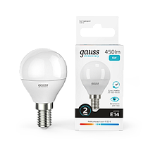 Лампа светодиодная Gauss Elementary Шар 6Вт E14 450lm 4100K Лампа светодиодная Gauss Elementary Шар 6Вт E14 450lm 4100K