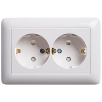 ХИТ скрытая установка Белый Розетка двойная с заземлением со шторками, 16А Systeme Electric (Schneider Electric)