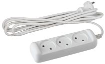 Удлинитель электрический ЭРА без заземления 3 розетки 5м ПВС 2x0,75 6А, Белый, UX(6)-3-5m