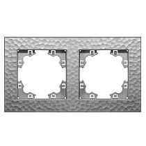 "Афина" Рамка фактурная 2-х местная универсальная серебро