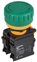 Кнопка "Грибок" поворотная с фиксацией 1NO+1NC зелёная MASTER IEK Кнопка "Грибок" поворотная с фиксацией 1NO+1NC зелёная MASTER IEK