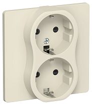 FLITE Розетка 2-местная с заземлением с защитными шторками безвинтовое крепление 16А РСш12-1-К-ФлСл сливочный IEK