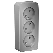 Blanca открытая установка с  изолированной пластиной Алюминий Розетка 3 постовая без заземления 16А Systeme Electric (Schneider Electric)