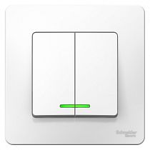 Blanca скрытая установка Белый Выключатель 2клавишный  с подсветкой  6А Systeme Electric (Schneider Electric)