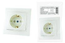 Розетка 2П+З с защ. шт. 16А 250В белая "Таймыр" (пром. упак., бакелит. основание)  TDM