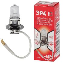 Автолампа ЭРА H3 12V 55W +50% PK22s (лампа головного света, противотуманные огни)