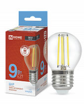 Лампа светодиодная LED-ШАР-deco 9Вт 230В Е27 6500К 1040Лм прозрачная IN HOME